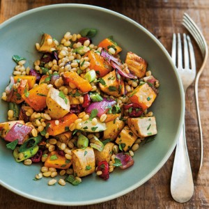 Wheat Berries with Roasted Parsnips, Butternut Squash and Dried Cranberries