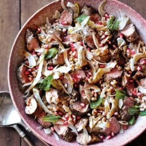 Warm Lamb and Farro Salad with Fennel and Pomegranate