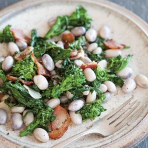 Cranberry Bean, Broccoli Rabe and Bacon Salad
