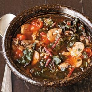 Wild Rice and Red Chard Soup with Andouille