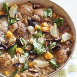 Chicken with Squash, Turnips and Shiitakes