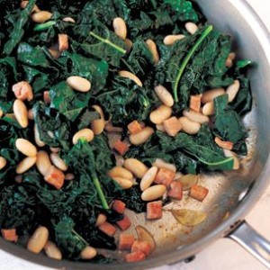 Braised Black Kale with White Beans and Smoked Ham