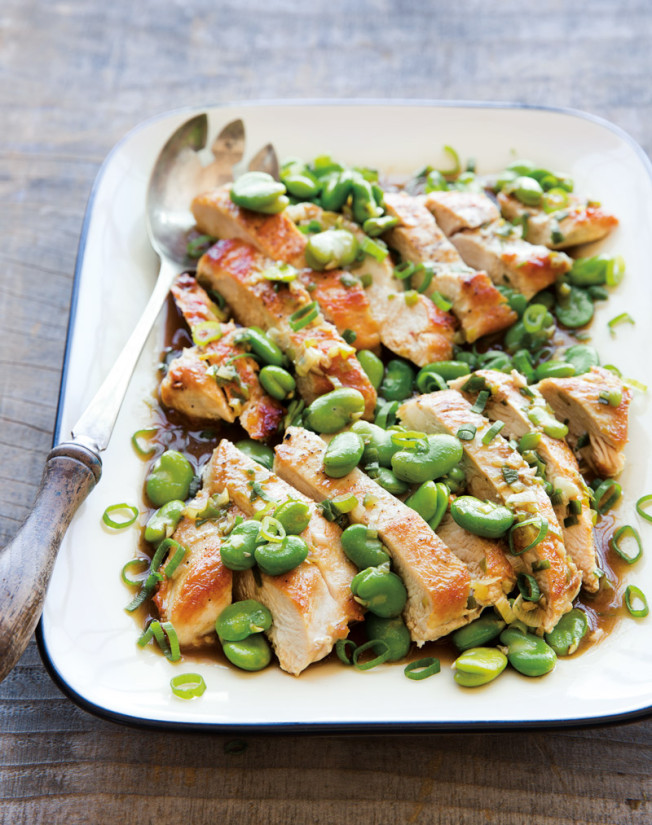 Chicken Breasts with Fava Beans