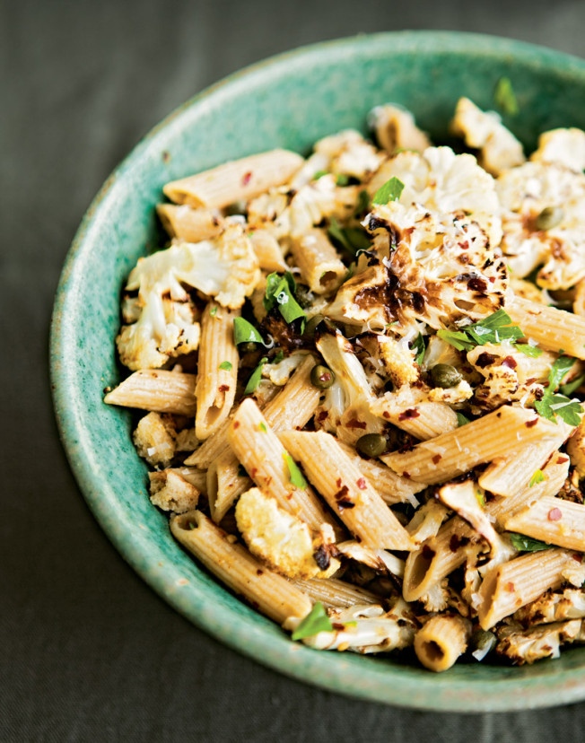 Whole-Wheat Penne with Spicy Roasted Cauliflower