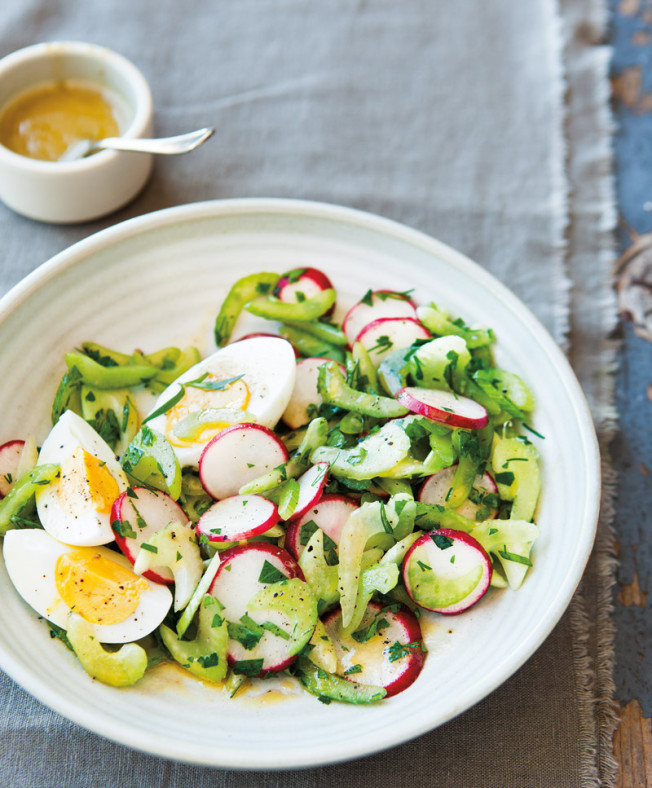 Celery & Herb Salad with Hard-Boiled Eggs & Anchovy Vinaigrette