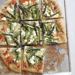 Pizza with Pancetta, Asparagus & Goat Cheese