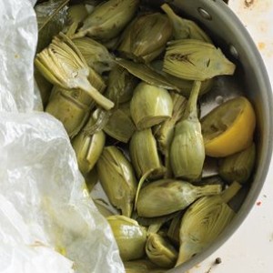 Artichokes Stewed with Lemon and Garlic