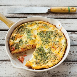 Smoked Salmon Frittata with Goat Cheese and Chives