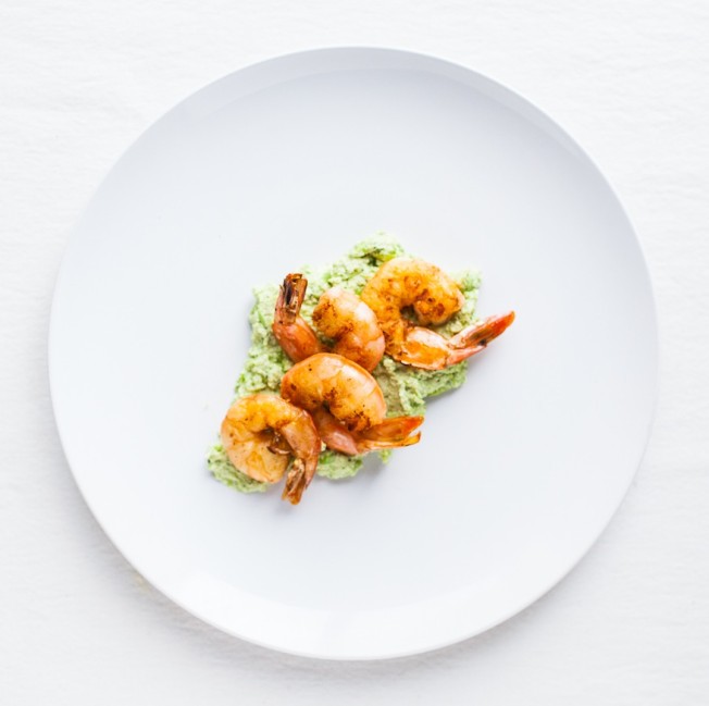 Grilled Shrimp with Fava Bean Puree