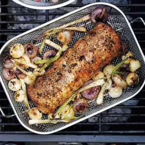 Grill-Roasted Pork Loin with Onions