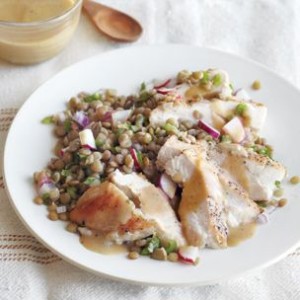 Chicken Breasts with Lentil-Radish-Mint Salad