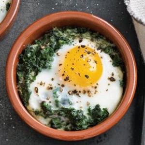 Baked Eggs with Spinach and Cream