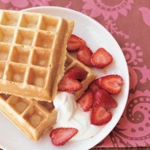 Multigrain Ricotta Waffles with Strawberries and Yogurt