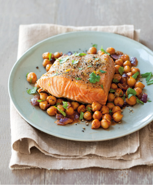 Grilled Salmon with Charmoula Chickpeas