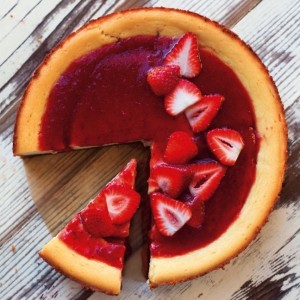 Ricotta Cheesecake with Strawberry Sauce