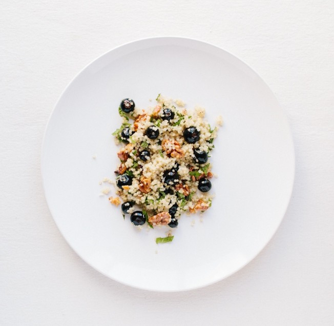Quinoa with Blueberries, Toasted Walnuts & Mint