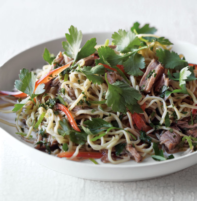 Asian-style pork with noodles