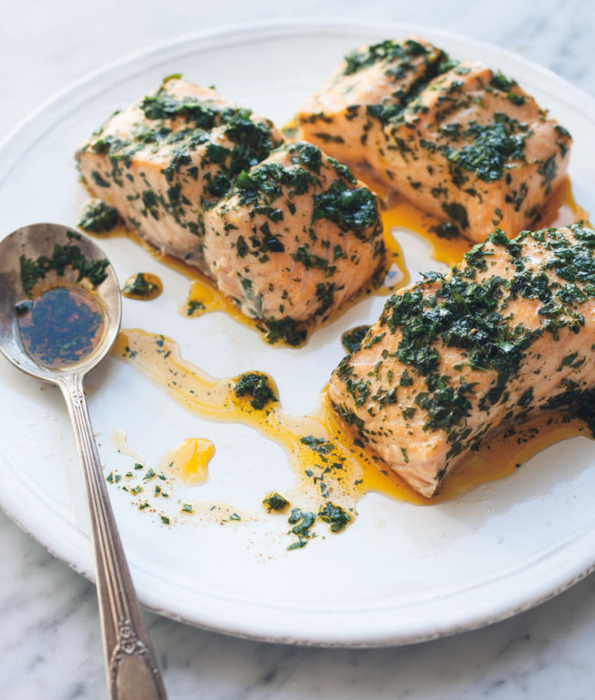 Steamed Salmon with Chermoula