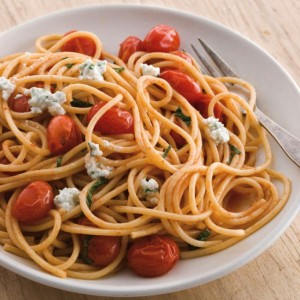 Spaghetti with Tomatoes & Herbed Ricotta