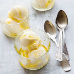 Olive Oil Ice Cream with Meyer Lemon Zest