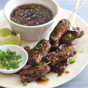 Beef Skewers with Fresh Lime-Herb Sauce