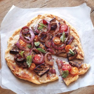 Grilled Pizza with Eggplant and Tomatoes