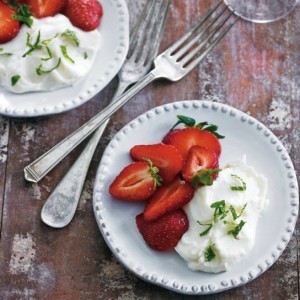 Goat Cheese and Strawberries with Mint-Balsamic Glaze