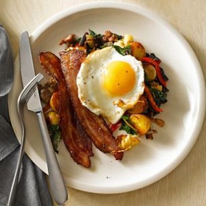 Breakfast Hash with Bell Pepper and Swiss Chard