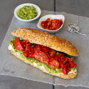 Slow-Roasted Tomato and Cilantro-Cashew Picnic Sandwich