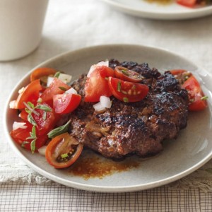 Buffalo Burgers with Tomato and Marjoram Topping
