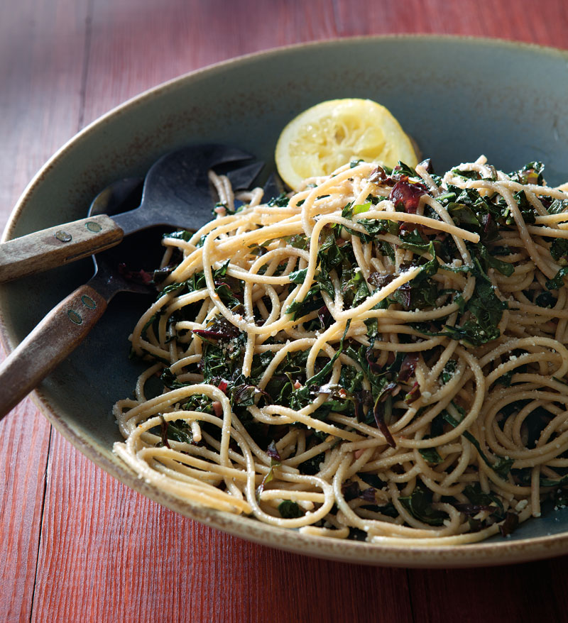 Spaghetti with Garlicky Greens