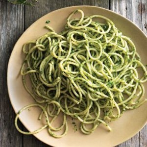 Spaghetti with Arugula-Mint Pesto