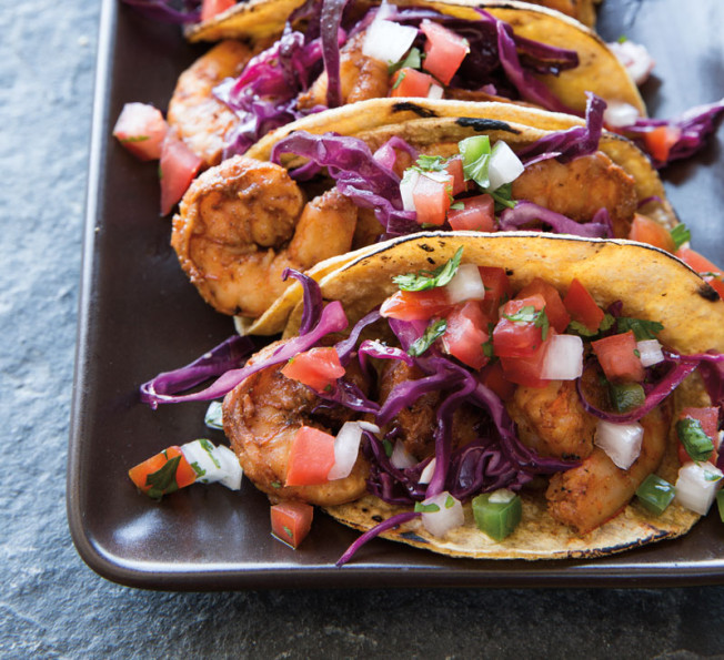 Spicy Shrimp Tacos with Red Cabbage Slaw