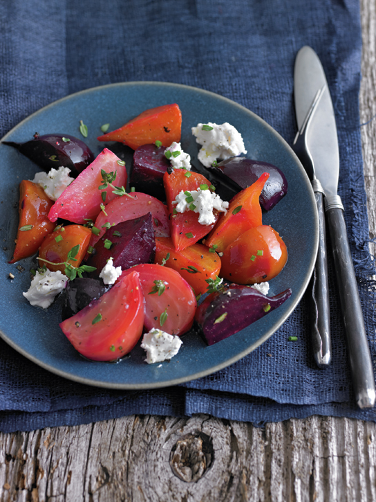 Roasted Beets with Goat Cheese and Herbs