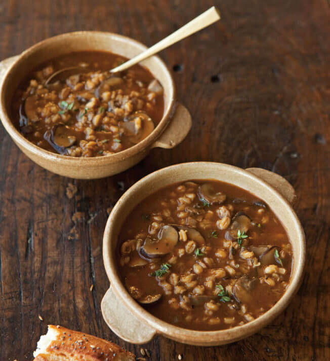 Savory Barley Soup with Wild Mushrooms and Thyme
