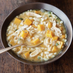 Orzo, Delicata Squash and Chicken Soup with Sage