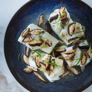 Fish Roasted with Shiitake Mushrooms