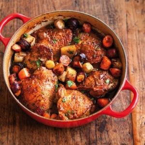 Porter-Braised Chicken with Root Vegetables
