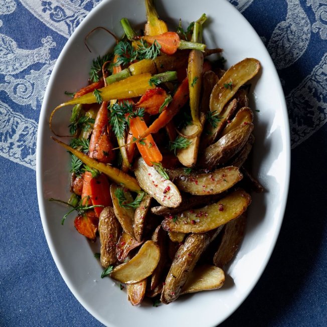 Roasted Fingerling Potatoes and Carrots