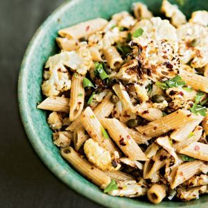 Whole-Wheat Penne with Spicy Roasted Cauliflower