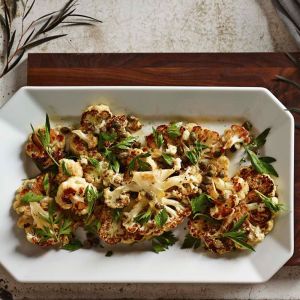 Cauliflower Steaks with Brown Butter, Capers and Parsley