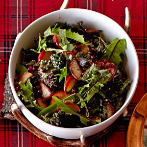 Kale Salad with Roasted Fuji Apples and Pomegranate