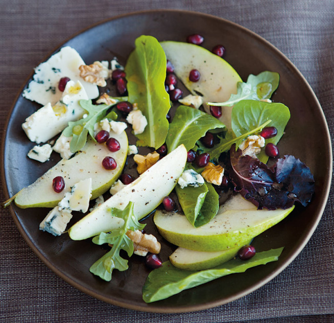 Winter Pear Salad with Blue Cheese, Walnuts and Pomegranate