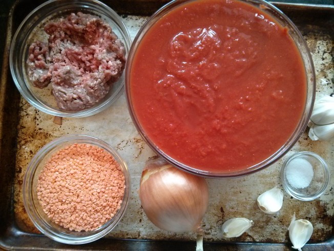 Less-Meat Sauce Ingredients