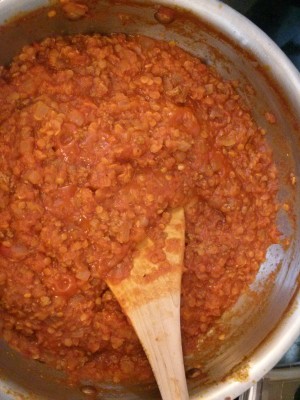 Less-Meat Sauce with Lentils