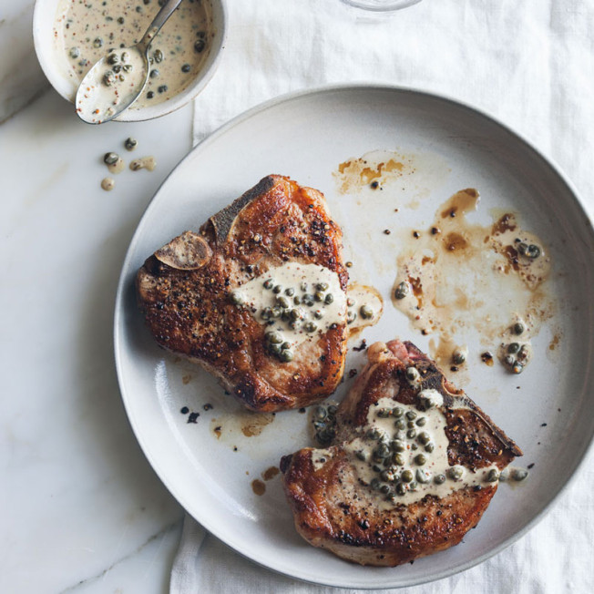 Pork Chops with Mustard and Caper Pan Sauce