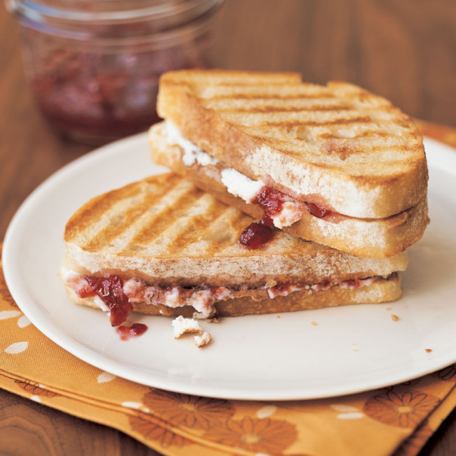Breakfast Panini with Almond Butter and Plum Preserves