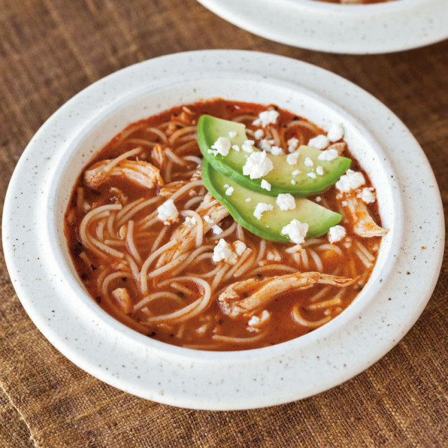 Fideo and Chicken Soup with Queso Fresco