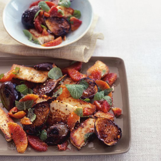 Grilled Halloumi with Figs and Blood Oranges