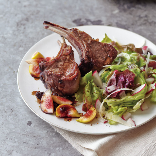Seared Baby Lamb Chops with Fig-Balsamic Pan Sauce